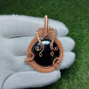 Super Amazing Black Tourmaline  Copper Pendant, Copper Wire Wrapped Gemstone Pendant, Copper Jewelry, Designer Pendant, Gift For Her