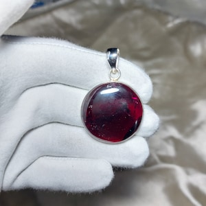 Round Garnet Sterling Silver Pendant: Unisex Gemstone Jewelry