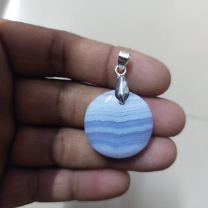 Beautiful Natural &quot; Blue lace agate  Pendant, Silver Plated Hook Pendant, Gemstone Pendant, Amazing Pendant