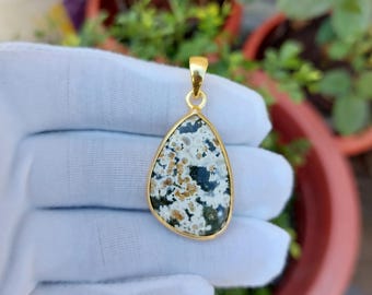 Ocean Jasper Gold Plated Pendant: Healing Chakra Gemstone Necklace