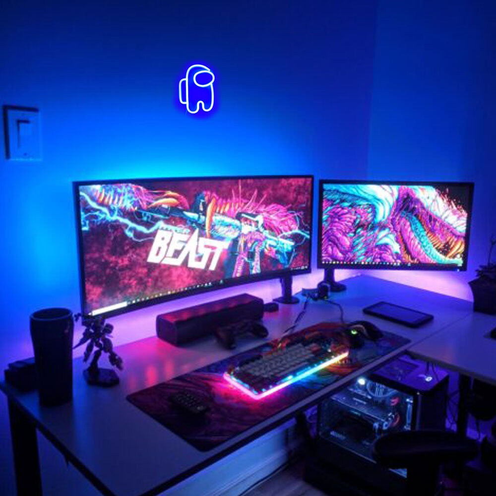 Among us Game Room decor USB Powered Led Neon Sign Kids Game Etsy