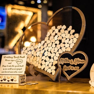 Libro degli ospiti per matrimonio, libro degli ospiti a forma di cuore, libro degli ospiti rustico, alternativa al libro degli ospiti per matrimonio, libro degli ospiti per matrimonio boho, DropBox a doppio cuore