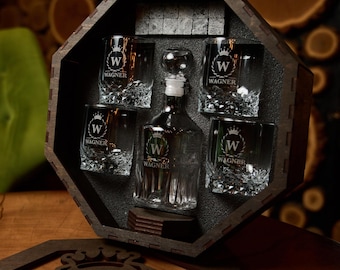 Set di decanter per whisky personalizzati, regalo di bourbon con incisione personalizzata, set regalo di whisky per la festa del papà, bicchieri da whisky, regalo di Natale, set da whisky