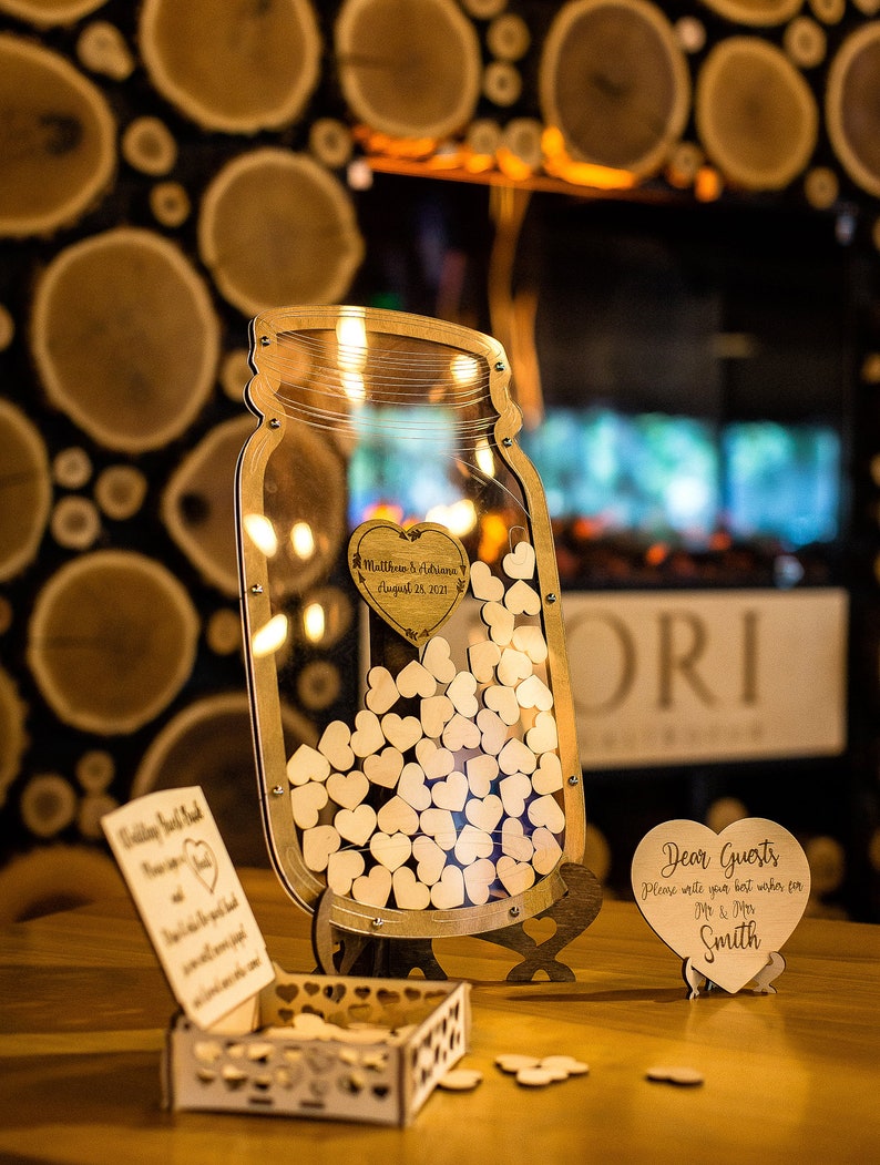 Wedding Guest Book Alternative Mason Jar Guest Book Hearts Etsy