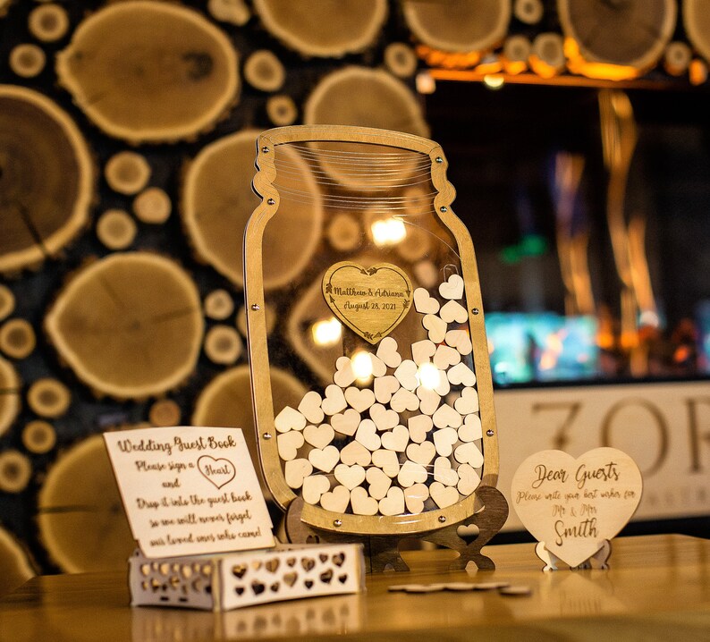 Wedding Guest Book Alternative Mason Jar Guest Book Hearts Etsy