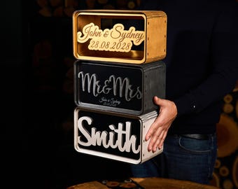Personalized Wedding Card Box, Wooden Wedding Money Box, Custom Cash Gift Box, Wedding Envelope Box, Acrylic Card Holder
