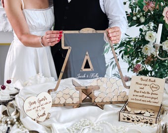 Personalized Letter Wedding Guest Book, Initial Guest Book Alternative, Wooden Wedding Guestbook, Custom Initial Sign In Book