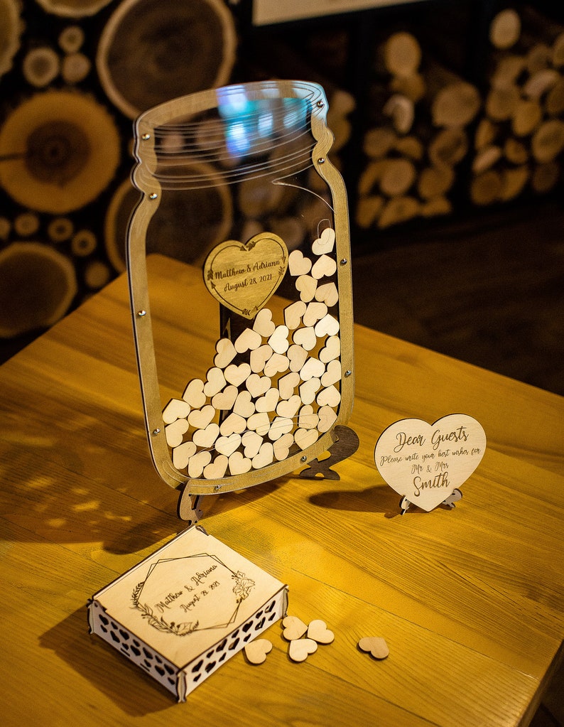 Wedding Guest Book Alternative Mason Jar Guest Book Hearts Etsy