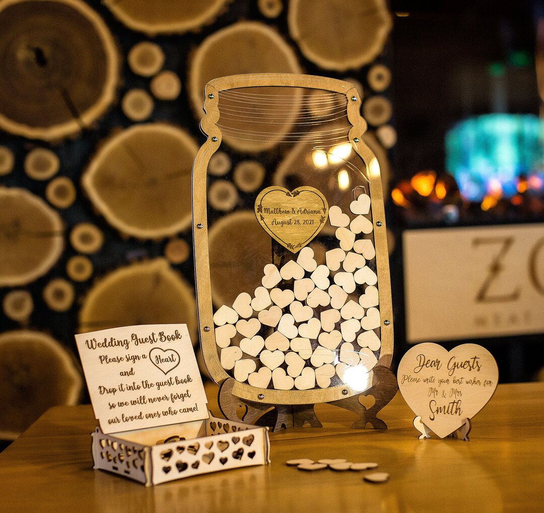 Wedding Guest Book Alternative, Mason Jar Guest Book, Hearts Sign Guest