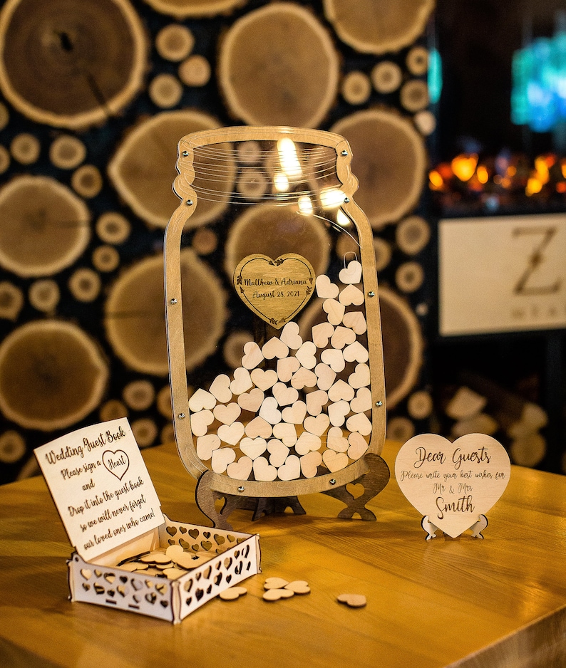 Wedding Guest Book Alternative Mason Jar Guest Book Hearts Etsy