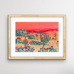 Art Print | Candy Desert | Lustre Photo InkJet or Matte Giclee Print of an Original Acrylic Painting | Cactus Art | Sunset Art| Unframed
