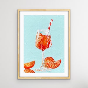 Art Print | Aperol Spritz | Lustre Photo InkJet or Matte Giclee Print of an Original Acrylic Painting | Cocktail Art | Unframed