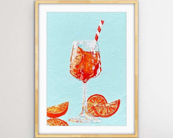Art Print | Aperol Spritz | Lustre Photo InkJet or Matte Giclee Print of an Original Acrylic Painting | Cocktail Art | Unframed