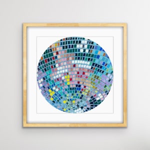Art Print | On the Dance Floor | Lustre Photo InkJet or Matte Giclee Print of an Original Acrylic Painting | Disco Ball Art | Unframed