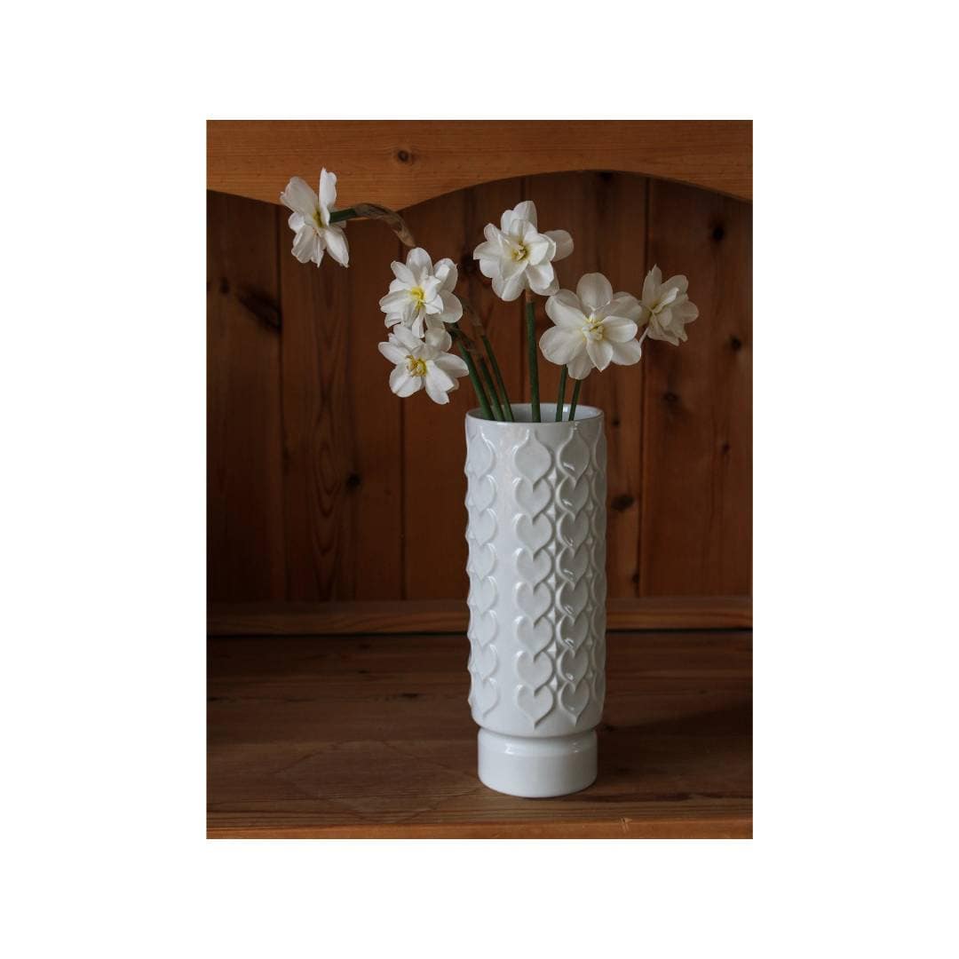 Kaiser White Porcelain Vase. Op Art Style Cylinder Vase. 1980s Etsy