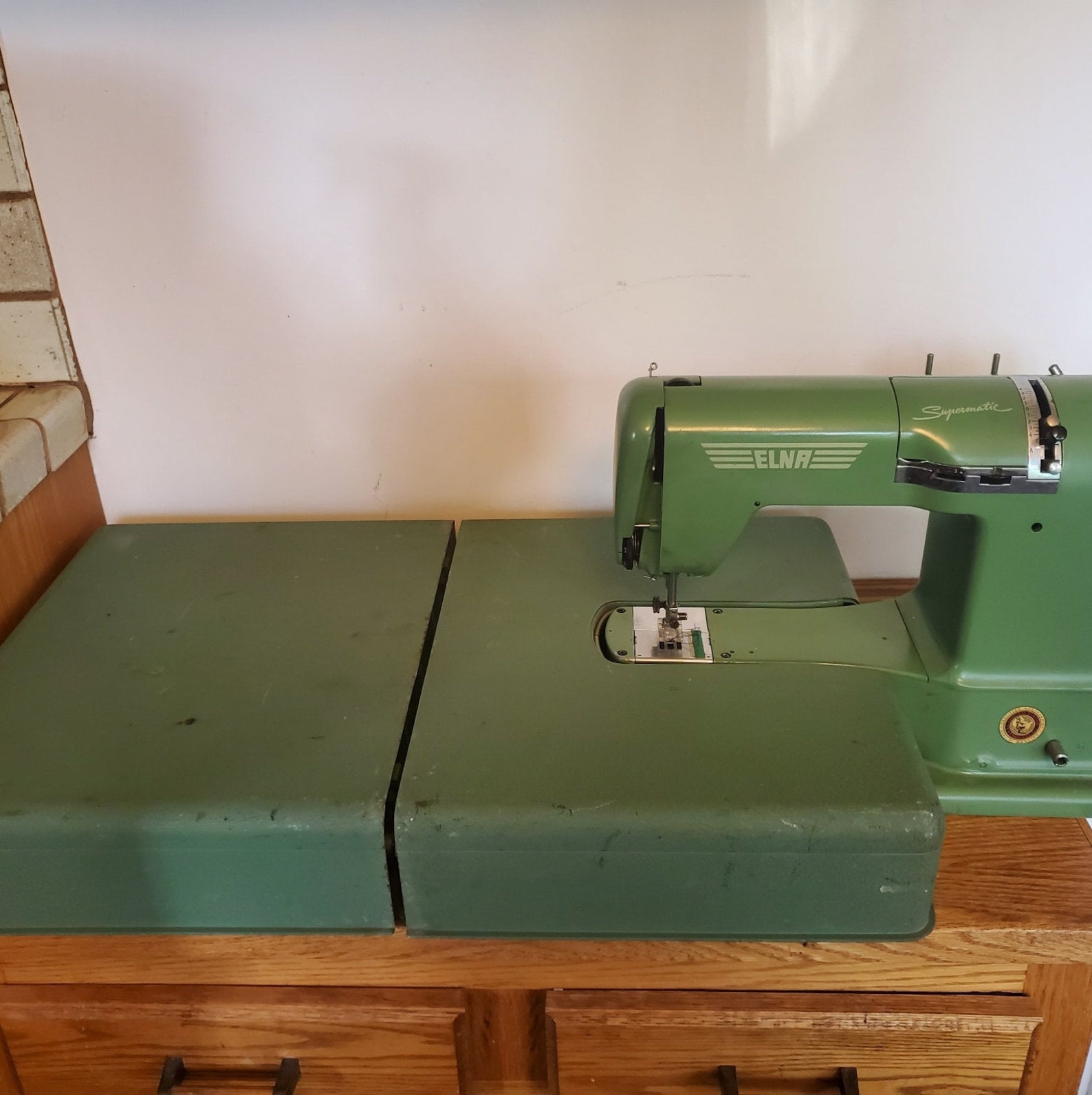 Elna Supermatic Vintage Green Sewing Machine with Case & Etsy