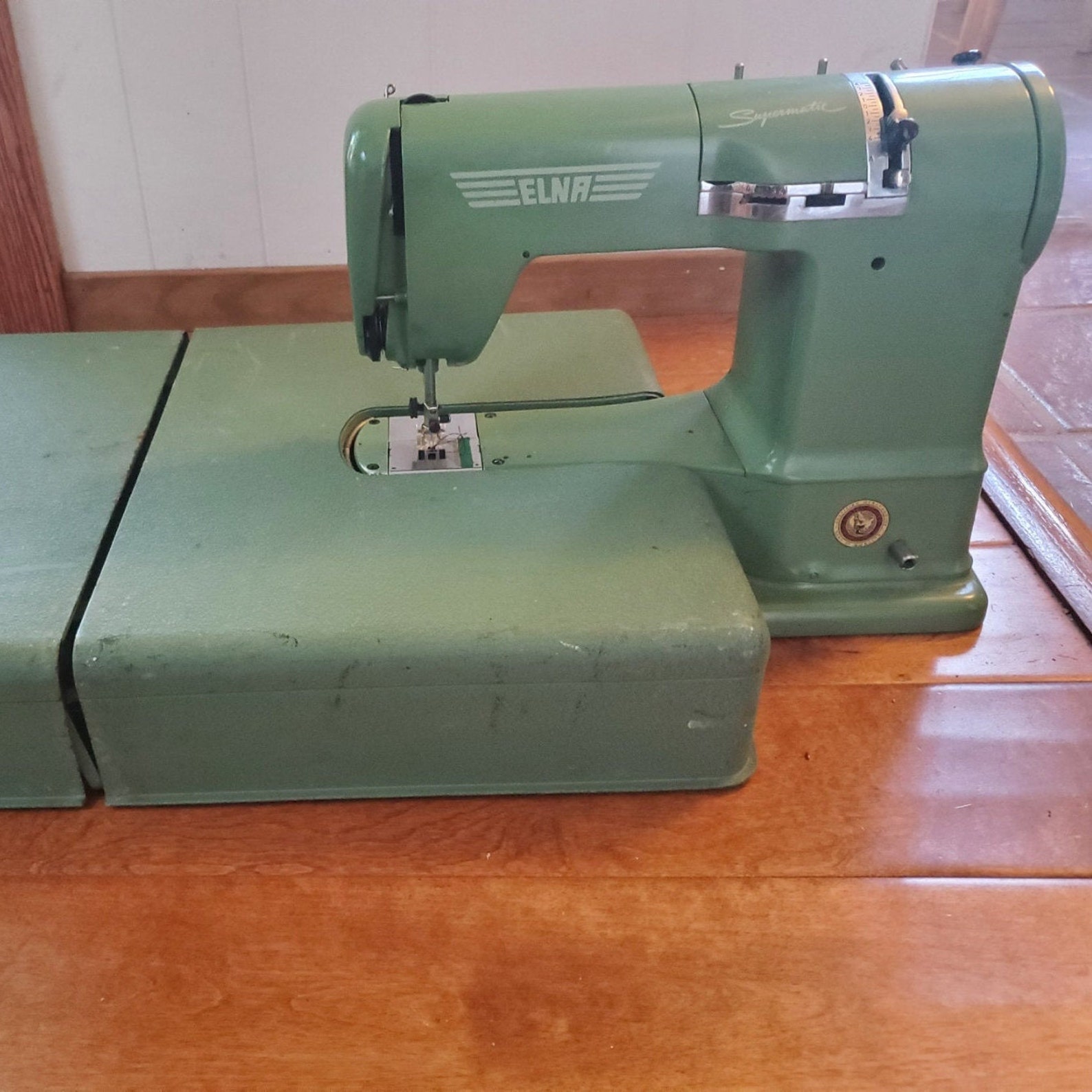 Elna Supermatic Vintage Green Sewing Machine with Case & | Etsy