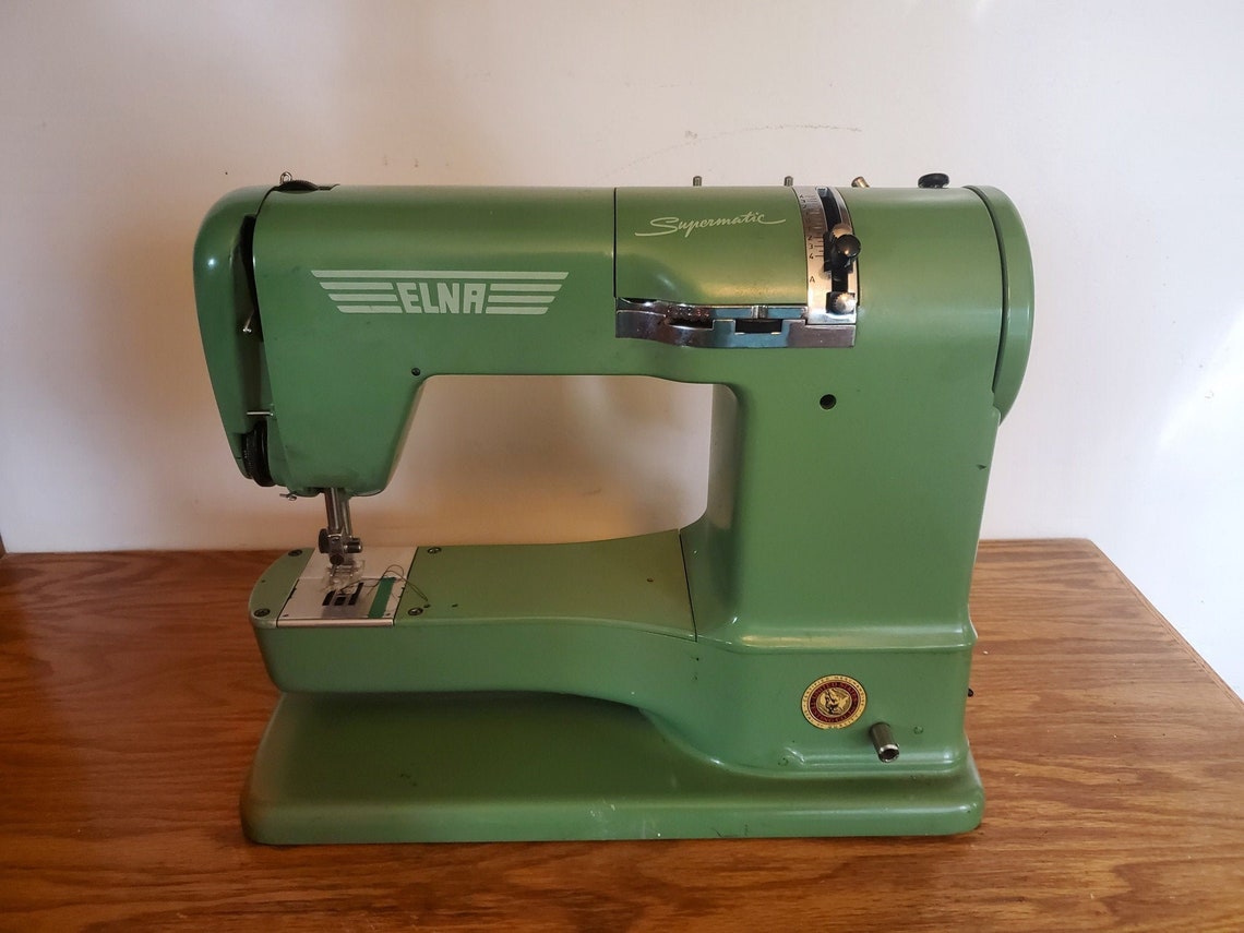 Elna Supermatic Vintage Green Sewing Machine with Case & | Etsy