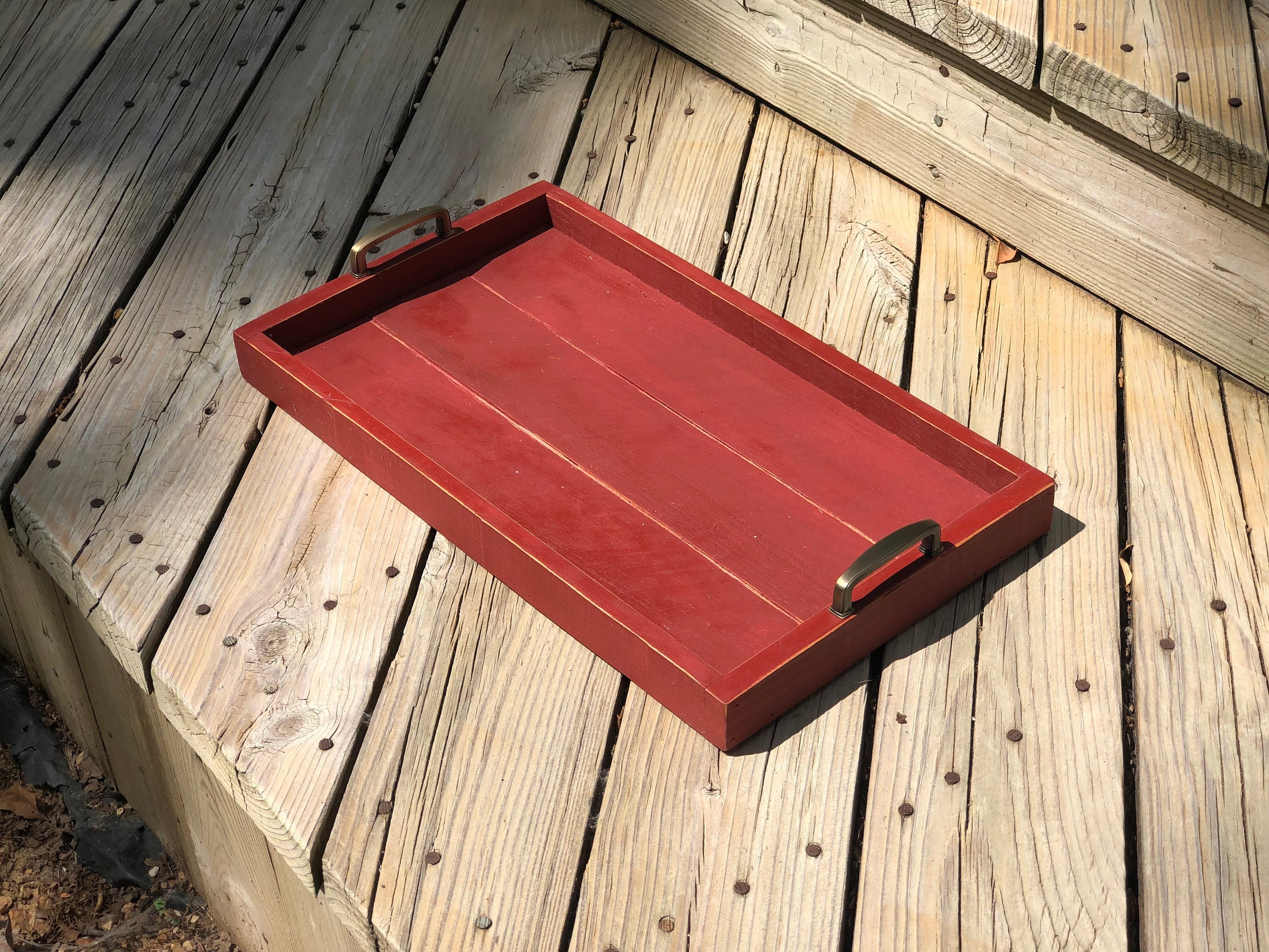 Red wooden tray hotsell