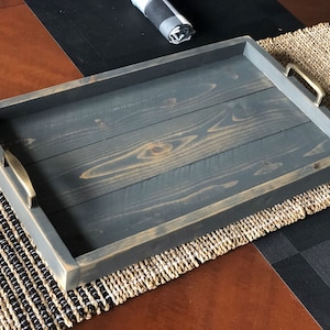 Rustic dark gray serving or ottoman tray, display tray