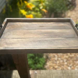 Farmhouse serving tray with weathered gray finish