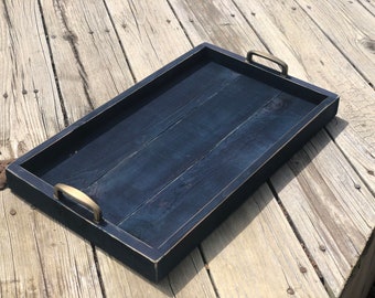 Rustic navy blue serving tray | Navy ottoman tray | Centerpiece tray | Mother’s Day gift idea