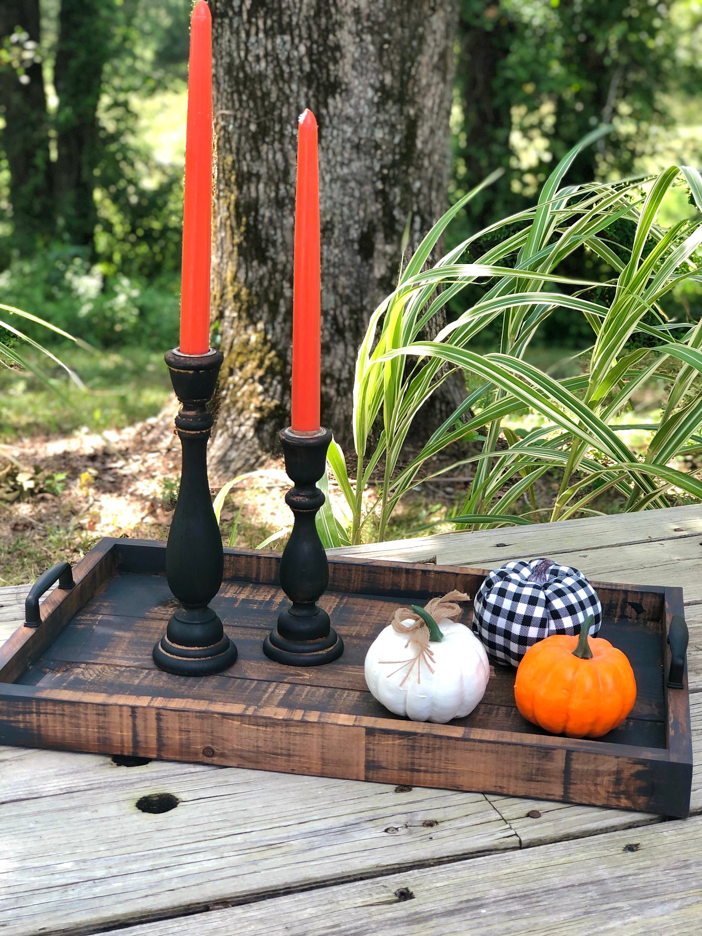 Rustic Wood Farmhouse Serving Tray Ottoman Tray Coffee Table Etsy