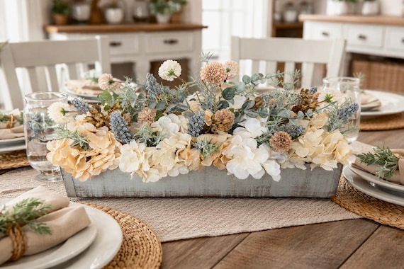 Neutral tones all season floral centerpiece
