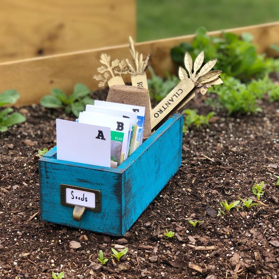 Small Garden Seed Organizer Box Storage With Alphabet Index Card