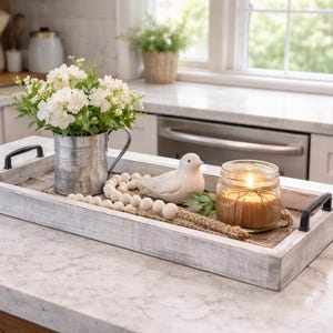 Rustic Farmhouse Wood Tray: Long Dining Table Centerpiece