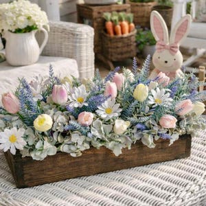 Pastel Spring Centerpiece | Easter Table Decor | Rustic Farmhouse Floral Arrangement