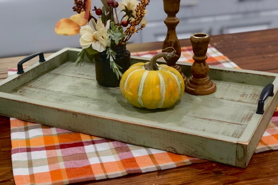 Rustic Sage Green Serving Tray Ottoman Tray Gift Idea Etsy