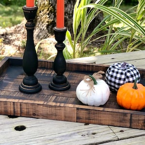 Farmhouse serving tray with walnut stain