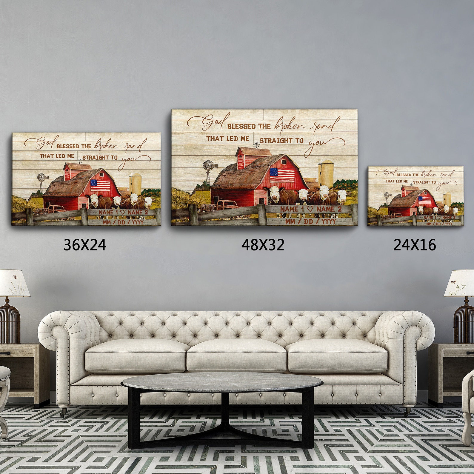 God Blessed The Broken Road Customized Canvas Personalized Etsy