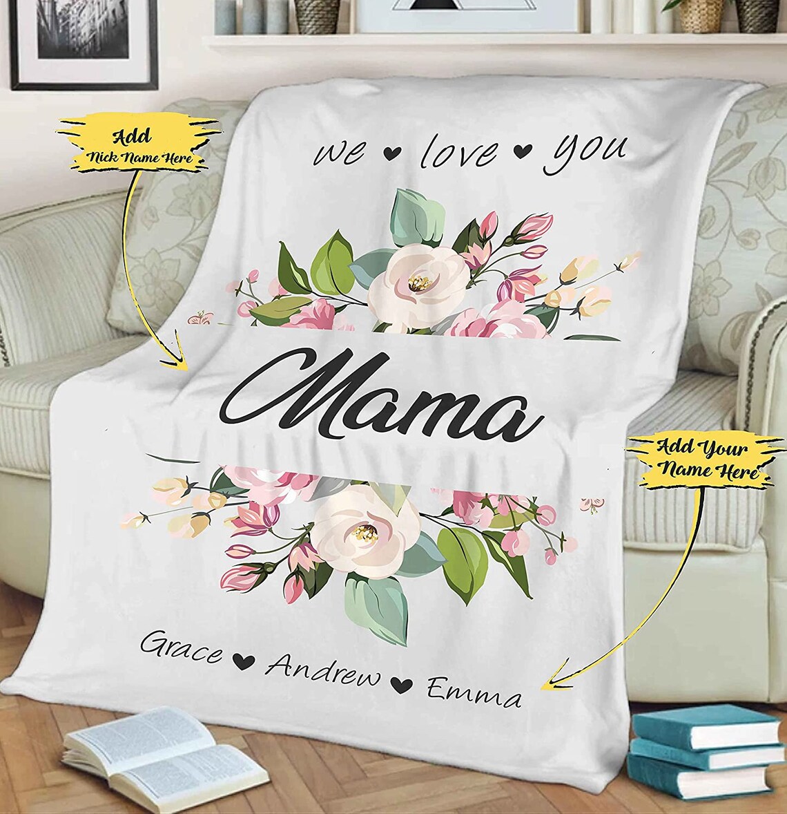 We Love You Grandma Personalized Blanket Custom Gift For Etsy