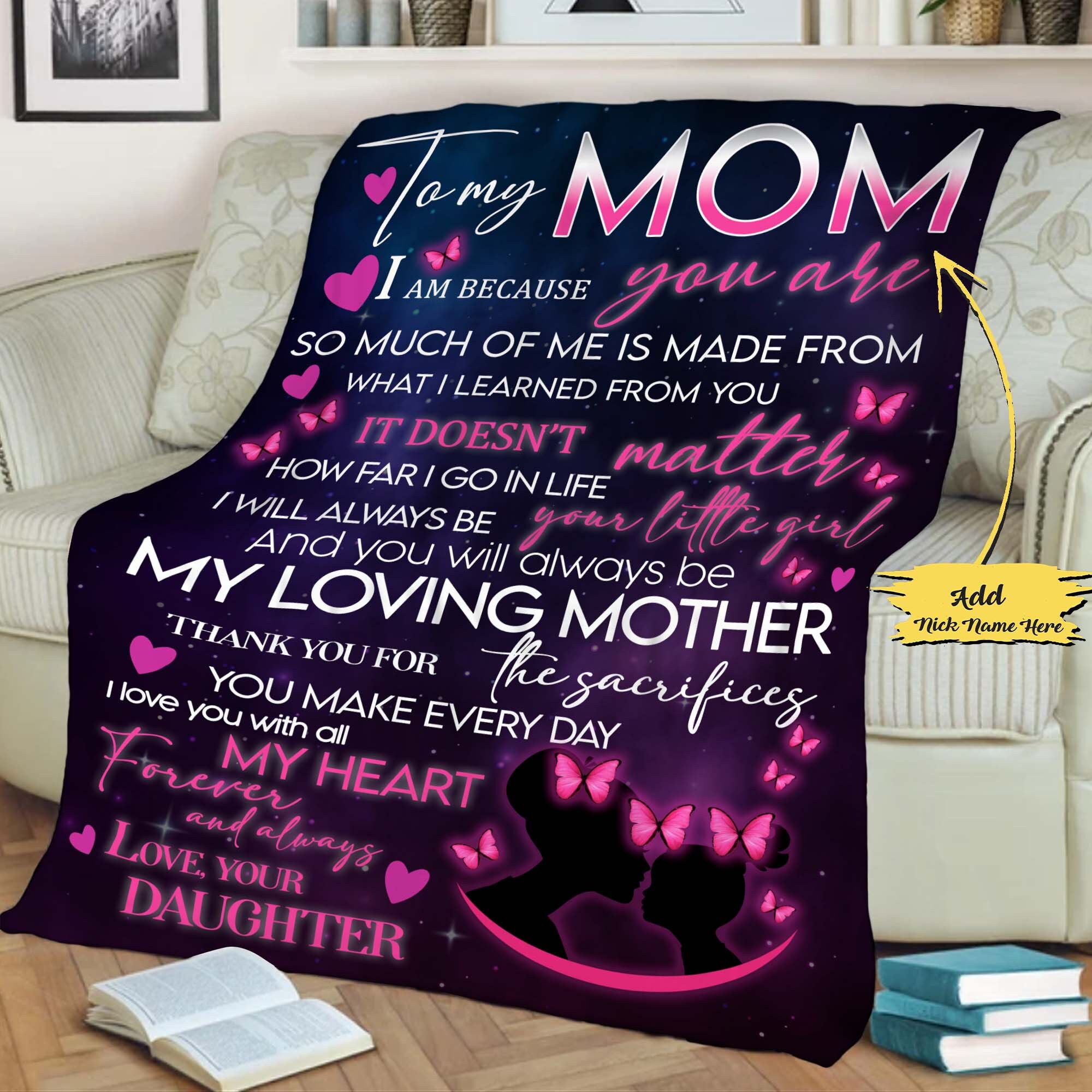 Fleece Blanket For Mother/Mom/Mama/Mimi,Blanket for her Christmas Gift For Mother's Day Custom Gift For Mom To My Mom Customized Blanket