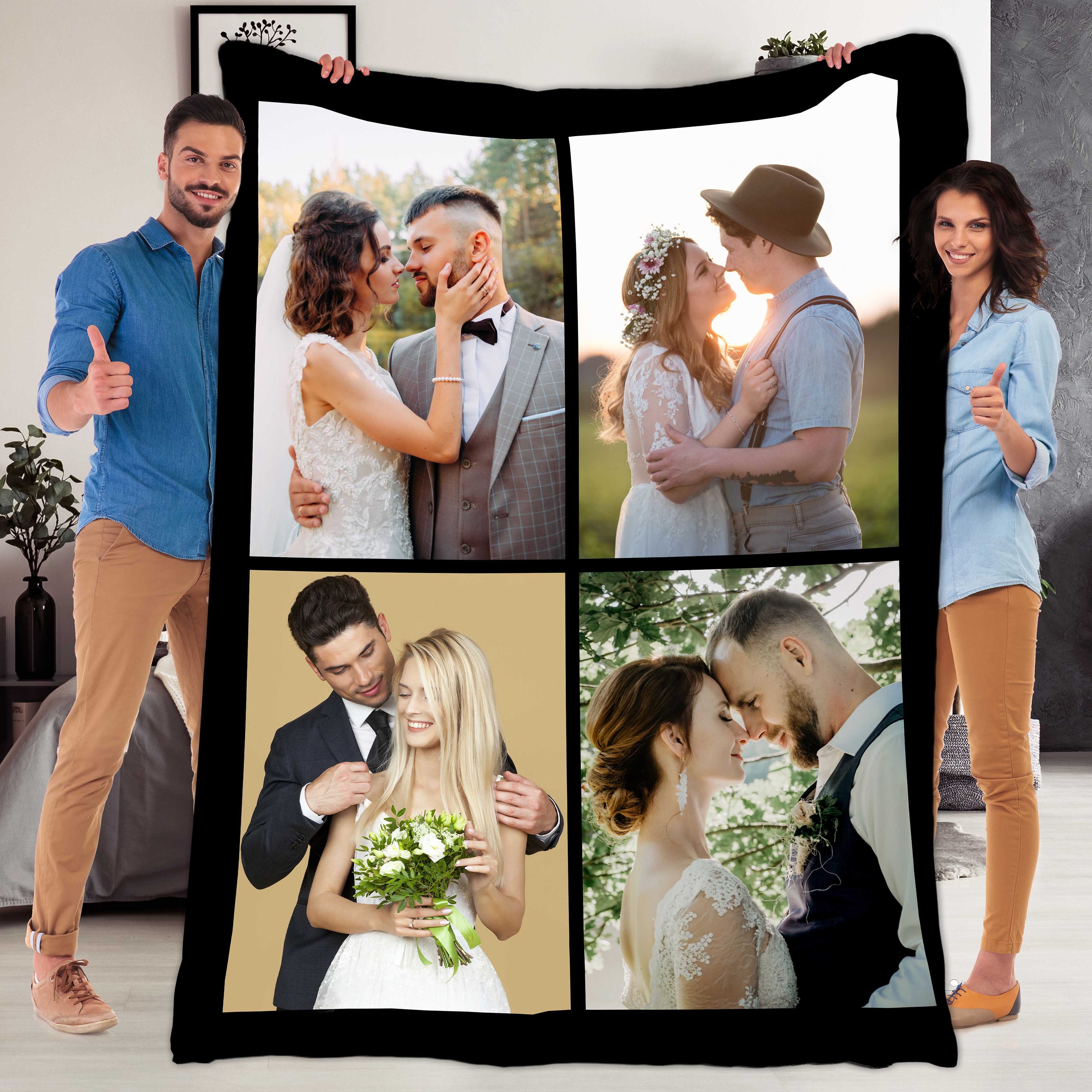 Customized Photo Blanket Collage Photo Fleece Blanket Etsy