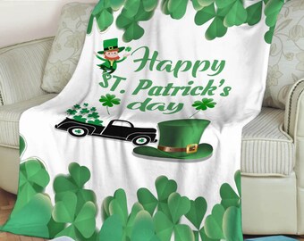 Oarencol St Patrick's Day Shamrocks Throw Blanket Clover Leprechaun Hat Rainbow Soft Flannel Fleece Lightweight Blankets for Bed Sofa Couch Adults Kids 50x60 Oarencol St Patrick's Day Shamrocks Throw Blanket Clover Leprechaun Hat Rainbow Soft Flannel Fleece Lightweight Blankets for Bed Sofa Couch Adults Kids 50x60