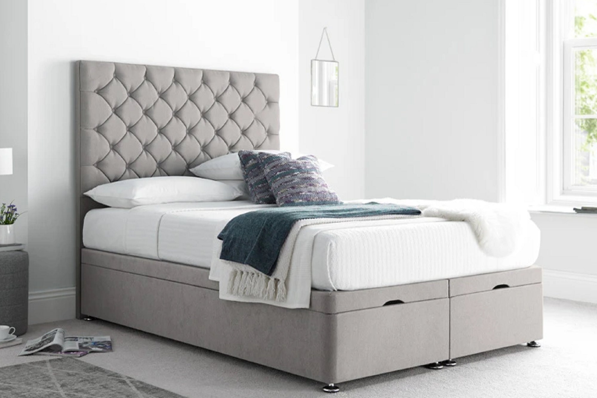 Ancona Soft Linen Storage Ottoman Divan Bed Base Hand Etsy UK