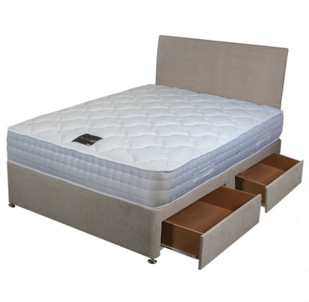 Small Double DIVAN BED Base With Headboard Floorstanding Bed Royal