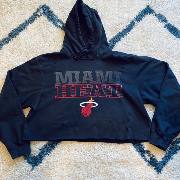 Distressed Miami Heat Cropped Hoodie