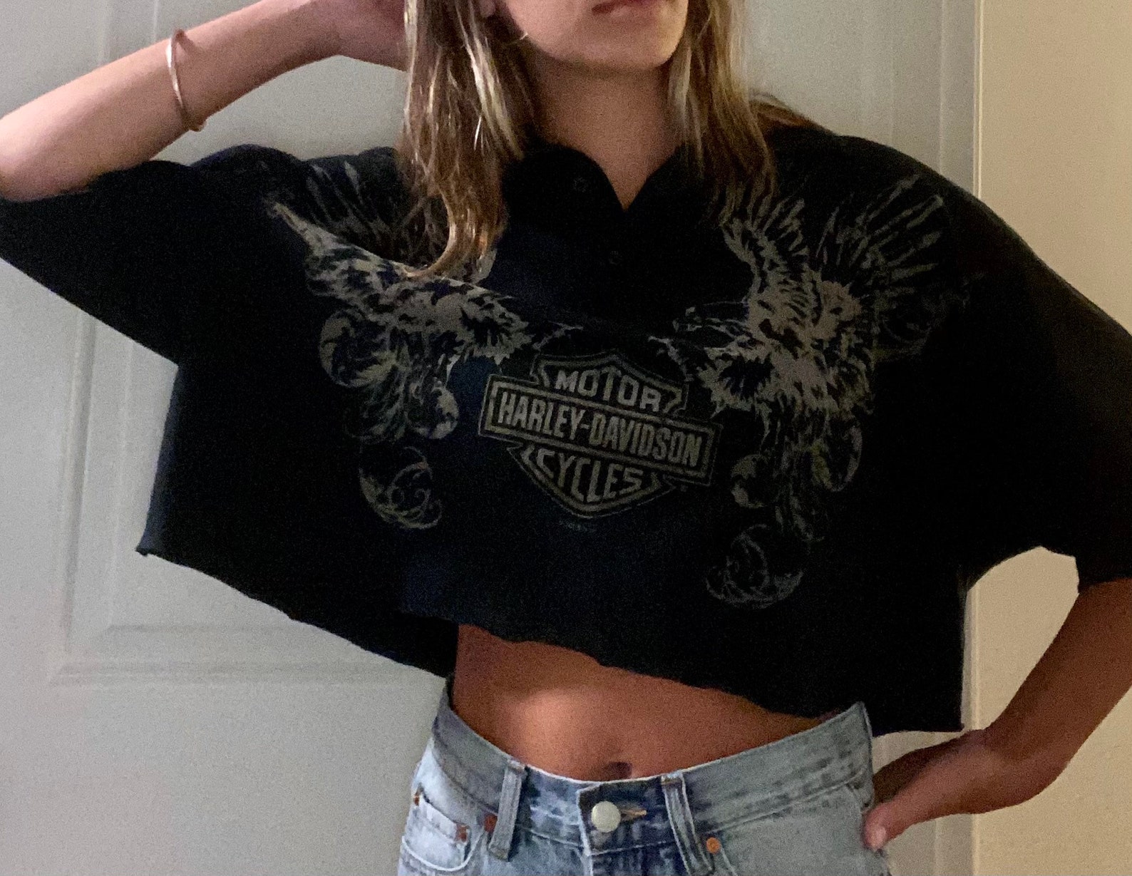 harley davidson crop top vintage