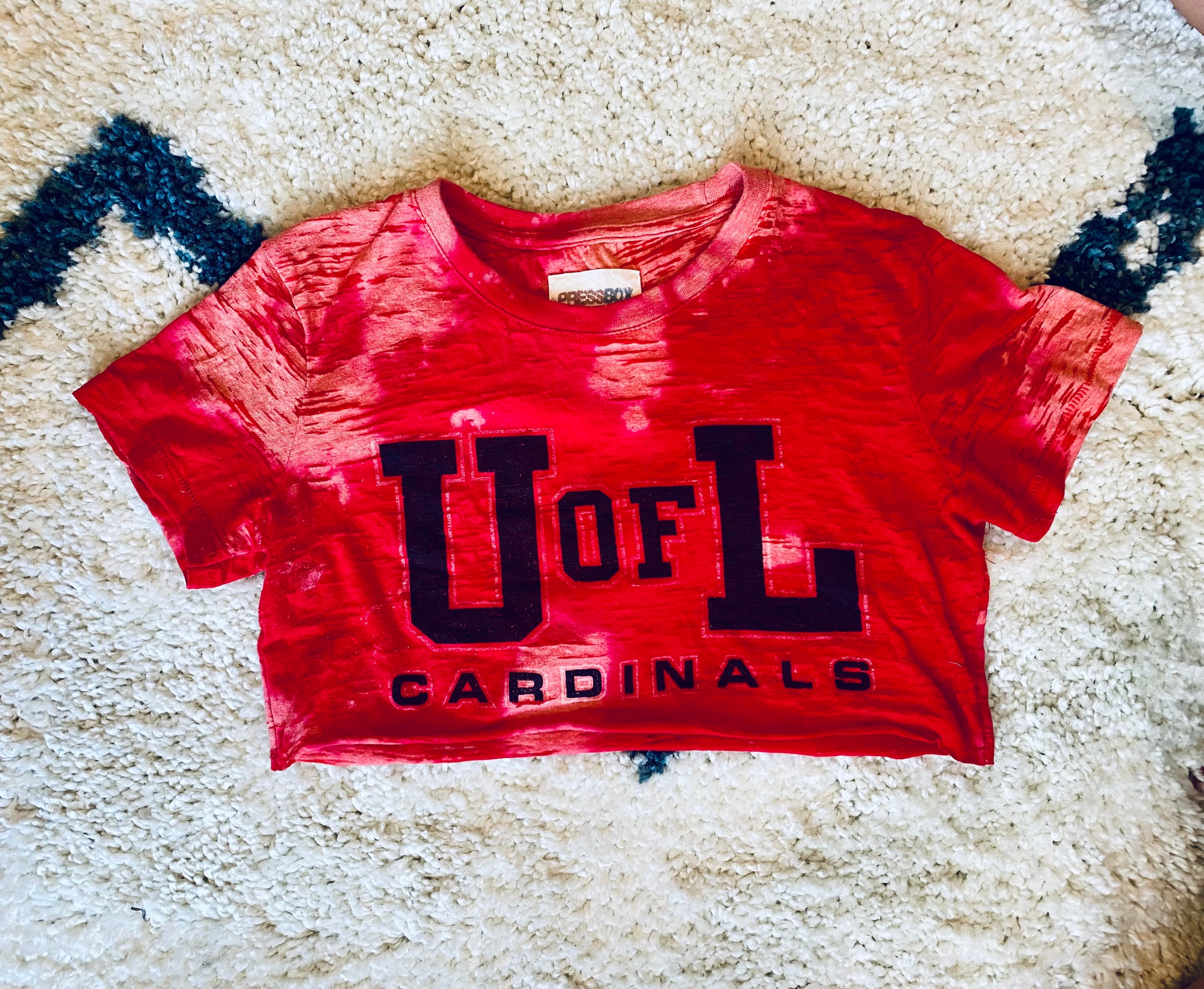 rag2swagg Louisville Cropped Hoodie, Cropped Hoodie, Louisville, Louisville Crop Top, Tie Dyed Crop Top, Tie Dyed Sweatshirt, Tie Dyed College Top