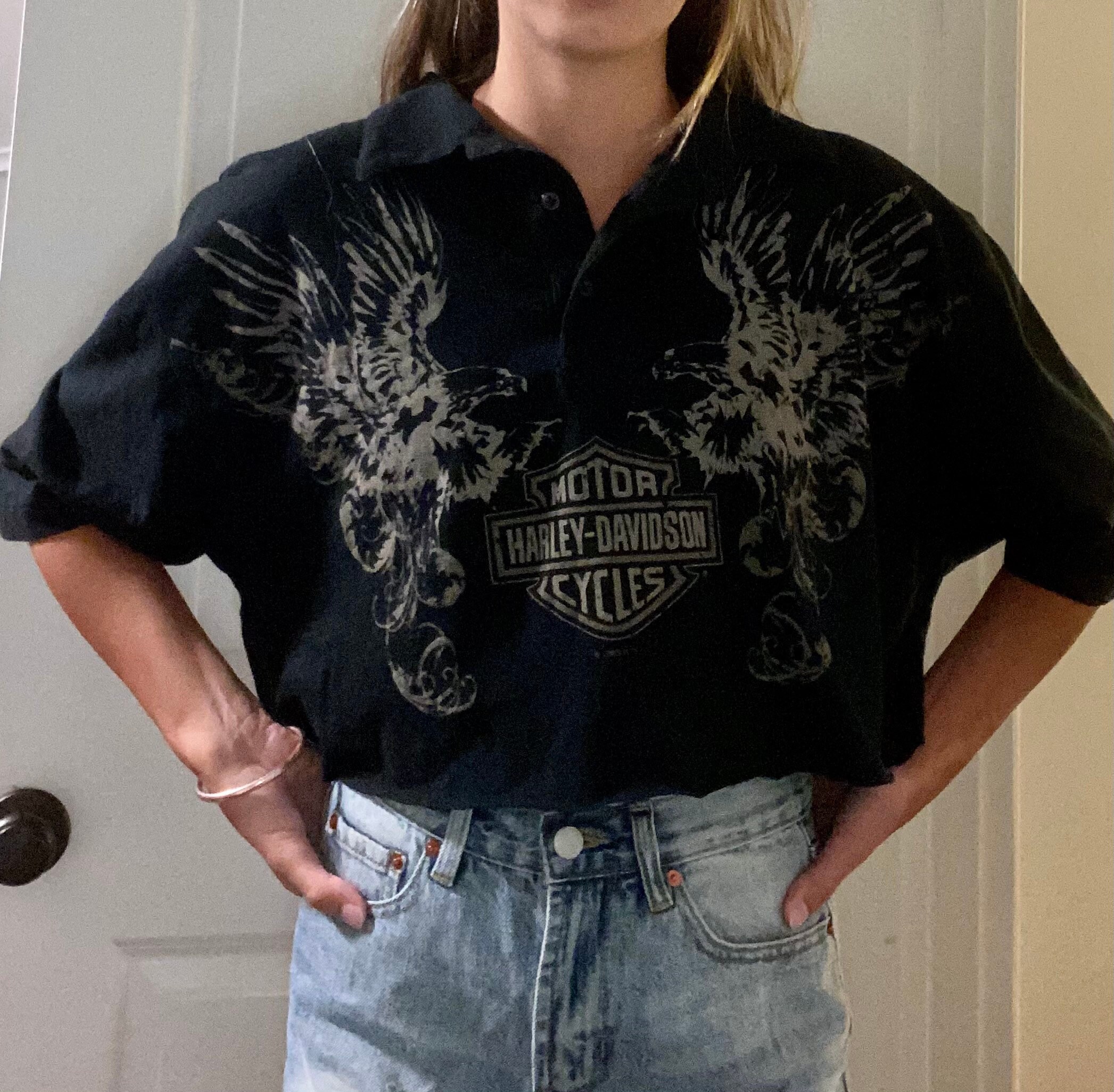 harley davidson crop top vintage