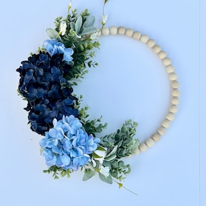 Beach house Hydrangea wreath for front door.