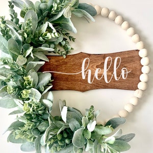 Hello front door Wreath sign /Welcome wreath eucalyptus and Lambs ear wreath / Front Door wreath