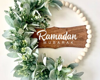 Ramadan Mubarak Wreath: Eucalyptus & Lamb's Ear, Islamic Decor