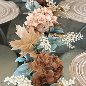 Hydrangea Fall Garland for mantel, Autumn decor garland, Farmhouse styled garland Table centerpiece, Garland decor, Thanksgiving Garland.