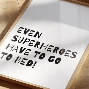Even Superheroes have to go to bed print| Superhero Prints|Superhero Wall Decor|Superhero Posters|Flash|Lightning Bolt|Superhero Print| image 1