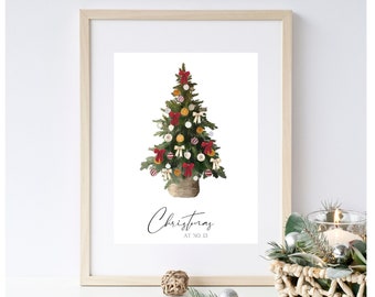 Christmas Tree Print|Christmas Wall Decor|Christmas Tree Decor|Personalised Christmas Tree|Family Christmas PrintHome Decor|House Number